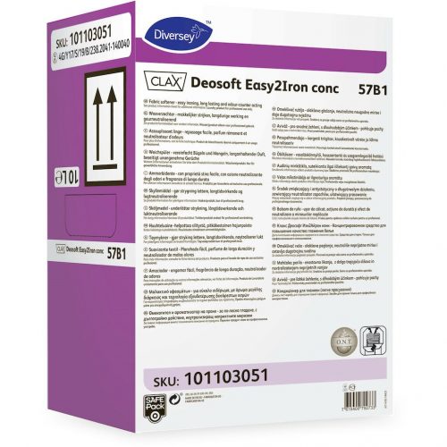 Clax Deosoft Easy2Iron conc 57B1 prémium minőségű, vasaláskönnyítő hatású öblítőszer koncentrátum, szagsemlegesítő hatással Safepack kiszerelésben 10L