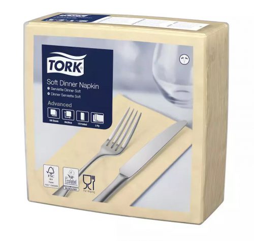 Tork szalvéta Dinner Advanced 3r., 39X39, CSONT, 1/8hajt., 100 lap/csg, 12csg/karton