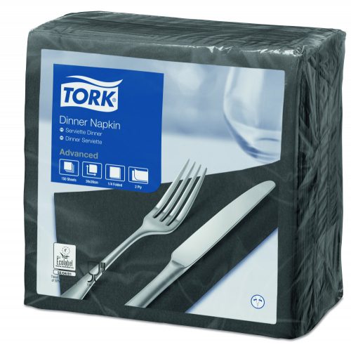 Tork szalvéta Dinner Advanced 39X39, FEKETE, 150 lap/csg, 12csg/karton