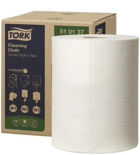 Tork ipari tisztítókendő  W1/W2/W3 Premium dobozos, 1r., fehér, 152m/tek