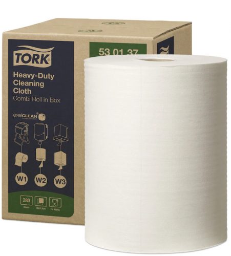 Tork ipari papír W1/W2/W3 Multipurpose Cloth 530 Uniroll, dobozos Kombi tekercses, fehér, 1r., 106m/tek