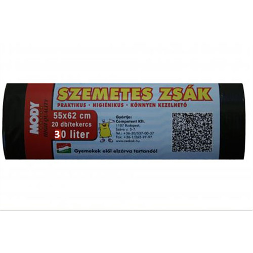 Szemeteszsák Mody (55X65, 50L, 20db/tek, 25tek/karton)