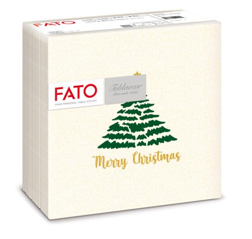 Fato Airlaid karácsonyi szalvéta 40x40cm, 1/4 hajtás, textilhatású 50lap/csg (16csg/karton) Christmas tree green